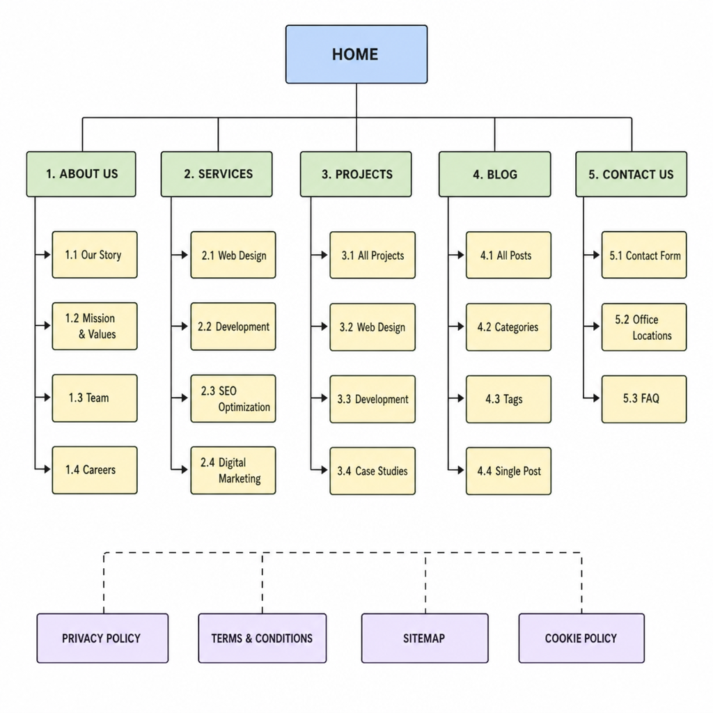 Diagram illustrating site architecture