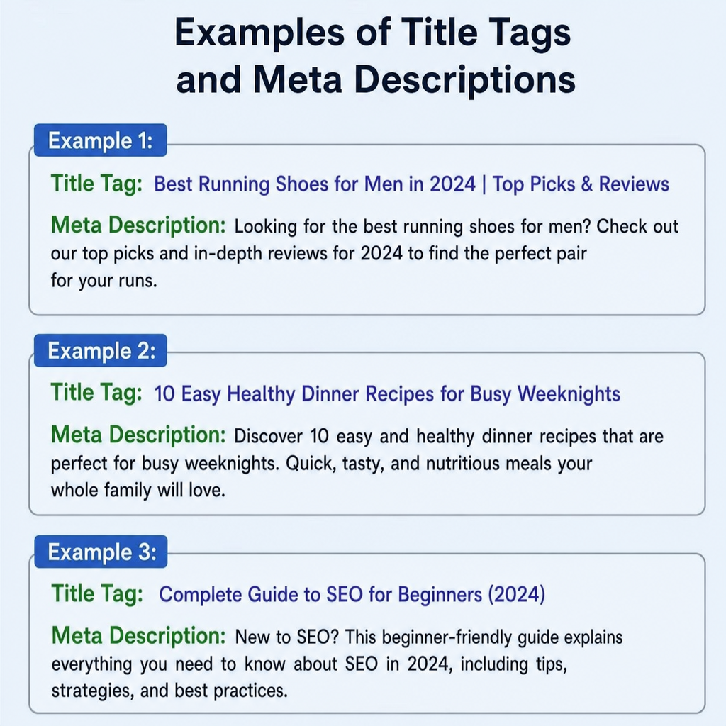 Example of Title Tags and Meta Descriptions