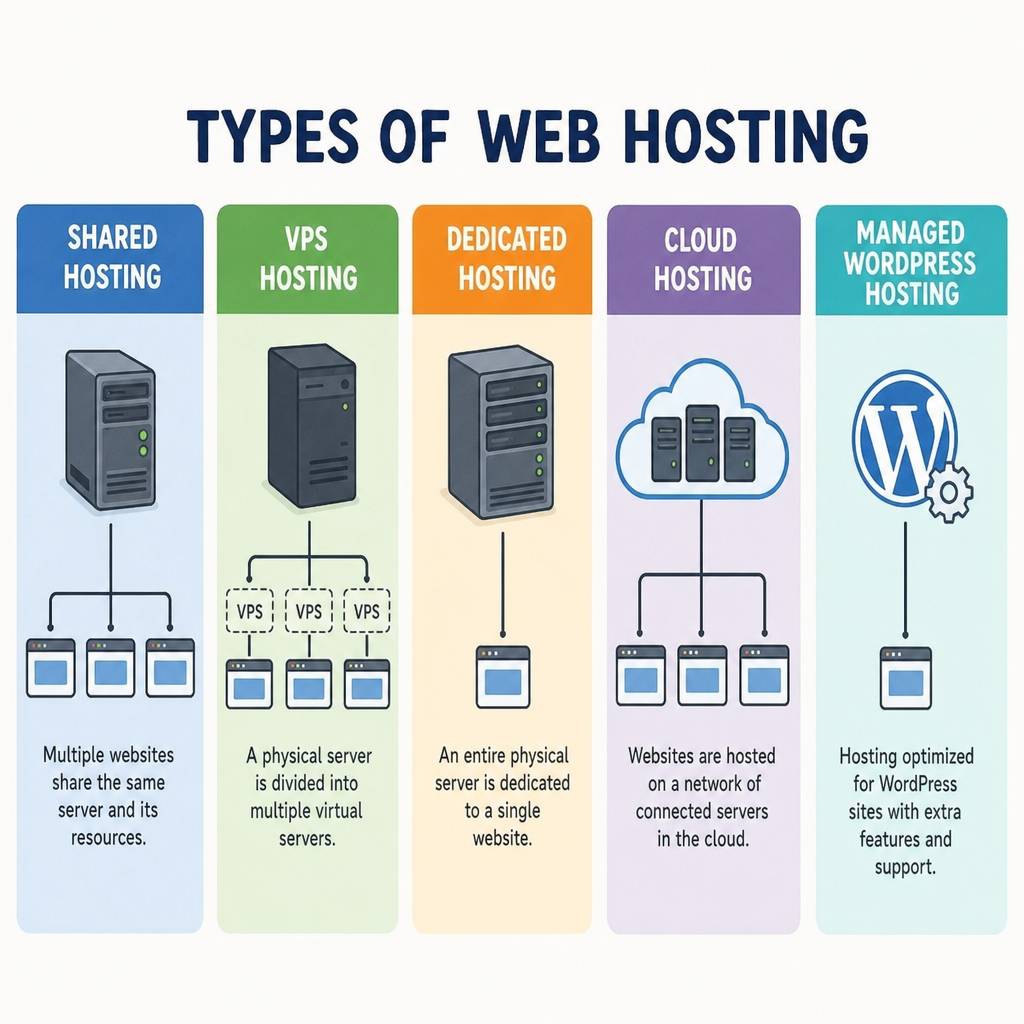 Image illustrating different types of web hosting
