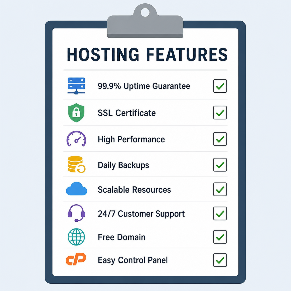 Image showing a checklist of hosting features